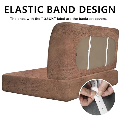 ANARACHON Leather Look RV Dinette Cushion Covers, Stretch Camper Cushion Slipcovers for Travel Trailer Couch RV Booth Seat(1 Backrest Cover & 1 Bench Cover,06 Brown) - color: Saddle Brown, size: 1 Set