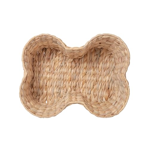 Water Hyacinth Dog Toy Basket, Bone Shaped Dog Toy Storage Basket, Pet Toys Organizer Bin, Handmade 16" x 13" x 7"
