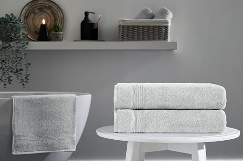 Ozdilek 2-Piece Bath Towels, 27x54 100% Turkish Cotton, Luxury Quick Dry, Extra Large, Fade-Resistant, Eco-Friendly, Spa Towel, Comfortable (Grey) - color: Grey