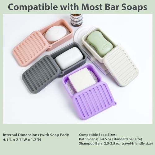 Portable Leakproof Travel Soap Case, Silicone Travel Soap Case, Compact Soap Holder with Drainage Layer, Travel Soap Holder for Camping, Gym, Outdoor (Deep-Gray) - color: Deep-gray