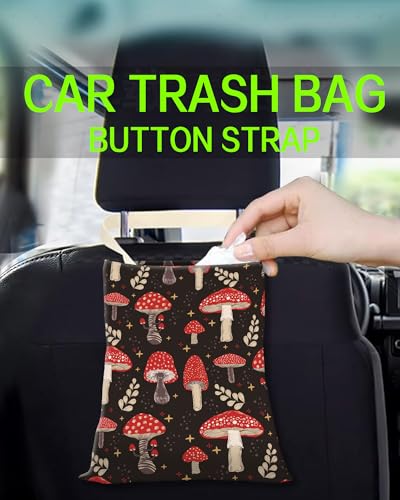 Car Trash Can, Durable Hanging Car Trash Garbage Bag, Cute Automotive Garbage Cans Organizer, Cute Red Mushroom - color: Cute Red Mushroom