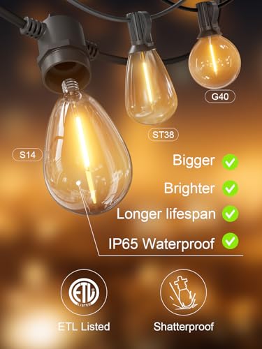 Svater Outdoor String Lights 300 FT, Patio Lights for Outside with Shatterproof Bulbs, Waterproof IP65 Commercial Hanging Light for Backyard Porch Balcony Bistro Party 3X100 FT - size: 300FT