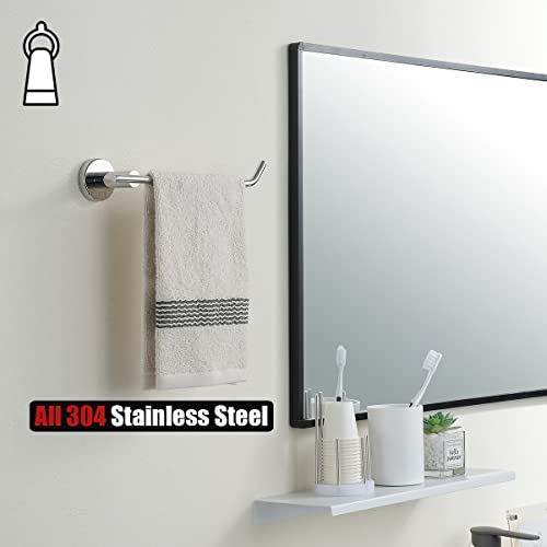JQK Bathroom Hardware Towel Bar Set, 5-Piece Bath Accessories Set Polished Chrome Wall Mount Includes 24 in Towel Bar, 9 in HT Bar, TP Holder, Towel Hook x 2, BAS105-CH - color: Chrome