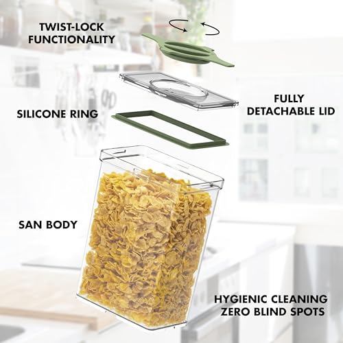 4-Pack Airtight Pantry Containers, 1.9 QT / 1.8 L Clear Food Storage Jars with Leakproof Twist-Lock Lids, Detachable Lid for Easy Cleaning, Cereal, Pasta, Rice, Oats, Snack Storage -Black - color: Black