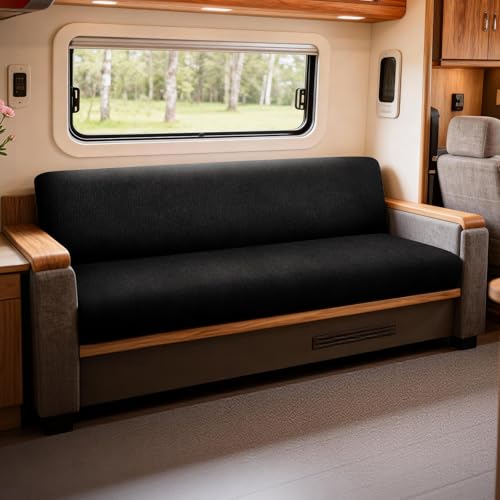Waterproof RV Dinette Cushion Covers - Stretch Seat Slipcover, Washable RV Couch Cover Designed for Camper Car Bench (Sofa 1 Backrest Cover & 1 Bench Cover, Black) - color: Black, size: Sofa 1 Backrest Cover & 1 Bench Cover