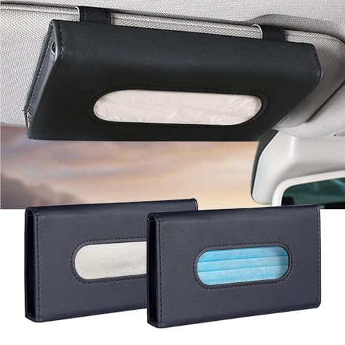 4Pack Car Tissue Holder, Sun Visor Napkin Holder, Premium PU Leather, Car Mask Holder for Sun Visor Vehicle, with Tissue Refill, Black - color: 4pack-black