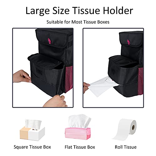 Car Trash Can Foldable Garbage Bin Leakproof 3 Gallons Black Pink - color: BlackPink, size: Large