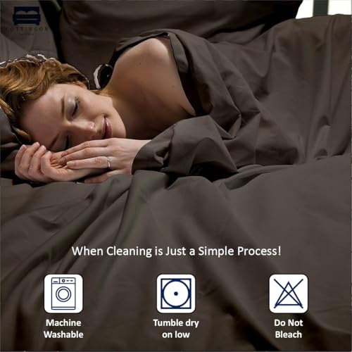 Cottingon 4 Piece Queen Sheets, 100% Extra Long Staple Premium Egyptian Cotton, Soft Camper Queen Bed Sheet Set, Fits Upto 16" Deep Mattress 60"X80", Dark Grey - color: Dark Grey Solid, size: Queen