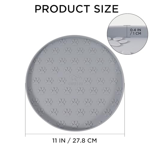 Comtim Waterproof Dog Food Mat - 2 Pack Silicone Pet Food Mat Dog Food Bowl Mats Cat Water Mats Eating Tray, Non-Slip Pet Placemat with Lip for Messy Drinkers to Protect Floor,Light Grey 11" - color: Light Grey