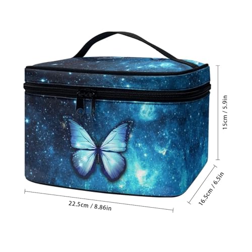 Flashideas Blue Butterfly Make Up Bag Zipper Makeup Organizer Large Capacity Travel Toiletry Bag Easy to Take Can Hold Makeup Brushes Skincare for Cosmetics Vertical Storage - color: Blue Butterfly 2