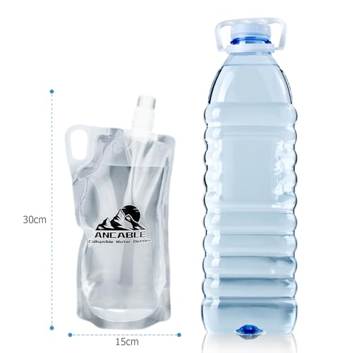 Ancable 33oz Collapsible Water Bottles, 6-Pack Reusable Travel Foldable Water Bottles for Hiking Camping Running Bike, BPA-Free Water Bottle - color: Clear x 6, size: 33 Ounces
