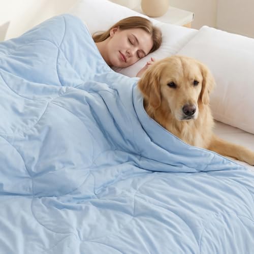 ZOMISIA Premium Cooling Dog Blanket for Bed - Q-MAX>0.5 Breathable Washable Dog Cooling Mat, Travel Soft Pet Summer Essentials, Blue, 60"x80" - color: Blue, size: Twin(60x80")