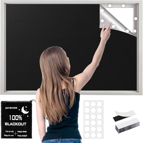 100% Blackout Window Cover, 118" x 57" 420D Portable Blackout Blinds 100% Blackout Window, Temporary Black Out Shades for Windows Cover Travel, Cut Any Size, 18 Adhesive & 12 Loop Tapes - size: 57"W x 118"H