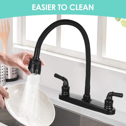 RV Kitchen Faucet Non-Metallic, Flexible Spout for Campers, Motorhomes, Travel Trailers (Black) - color: Black