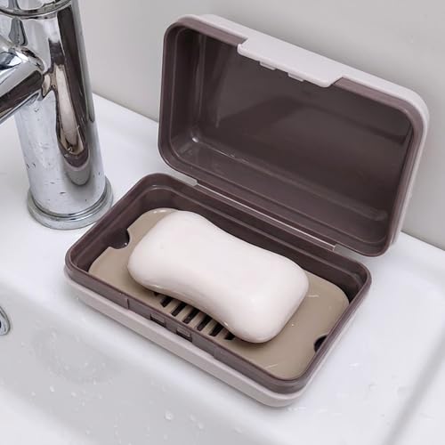 Leakproof Travel Soap Case with Lid and Removable Drain Tray - Portable Bar Soap Holder for Travel, Camping, Gym, Outdoor Use - Fits Most Standard Soaps - Made of Durable PP Plastic - color: Gray