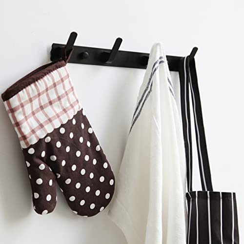 4 Hooks Matte Black Bathroom Towel Hooks Mounted Wall Adhesive Heavy Duty Farmhouse Bath Coat Stick on Rack Hat Wall Hook Sticky Black Kitchen Robe Rack Coat Hook Black 4 Hooks Rack Towel for Bathroom - color: Black, size: 13.19*1.18*1.38 inch(4hooks)