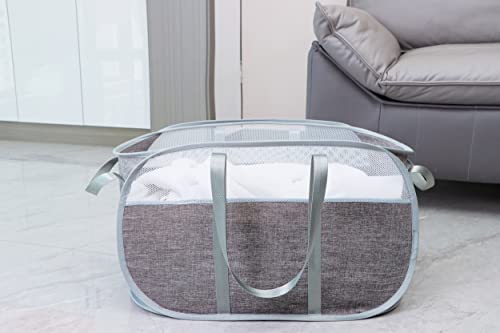 Pop Up Laundry Hamper,with Durable Handles collapsible laundry basket,Easy to Open and Fold for college Dorm,kids room,travel (Gray)… - color: Gray