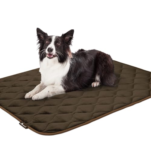 Paw Inspired Washable Padded Crate Mats for Dogs | 47” x 29” Pad, Fits 48-inch Kennels | Leakproof, Waterproof Bottom, Plush Pet Beds (Dark Brown) - color: Dark Brown, size: 48 Inch
