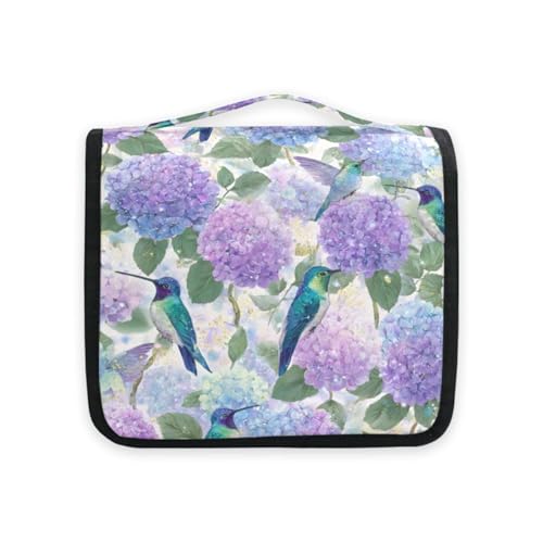 Flower Floral Hummingbirds Hanging Toiletry Makeup Bag Travel Organizers Toiletries Cosmetics Bag for Women Men - color: Flower Hummingbirds