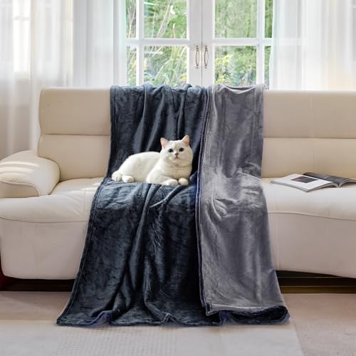 YISURE Reversible Bed Throw Blanket Water Proof and Stain-Proof, Queen Size 80"x60" (Slate Grey/Cool Grey), Leakproof, Soft Repellant Bed Cover for Couches Sofa and Mattress, Washable and Reusable - color: Slate Grey/Cool Grey, size: 80x60 in