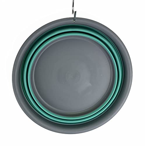SAMMART 7.5L (1.98 Gallon) Collapsible Tub - Foldable Dish Tub - Portable Washing Basin - Space Saving Plastic Washtub (Grey/Turquoise Blue) - color: Grey/Turquoise Blue