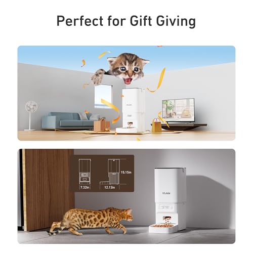 Automatic Cat Feeder - 7L/29 Cups Cat Food Dispenser with Desiccant Bag, 1–6 Meals, Ideal for 2–15mm Dry Food, Auto Pet Feeder with Dual Power Supply, Automatic Dog Feeder for Small Medium Breed - color: White