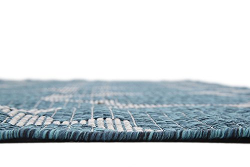 Unique Loom Outdoor Trellis Collection Area Rug (9' x 12' Rectangle, Teal/ Gray) - color: Teal/Gray, size: 9' x 12' (Rectangular)