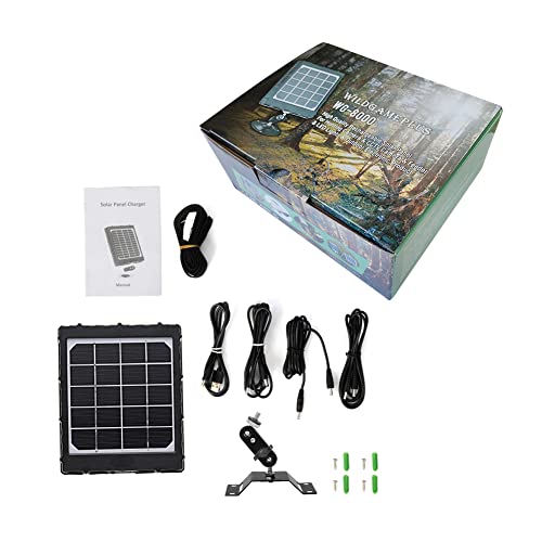 Trail Camera Solar Panel,WILDGAMEPLUS 14W 8000mAh 12V/1.2A 9V/1.6A 6V/2.4A IP66 Waterproof Rechargeable Charger with Cables for Outdoor Trail Game Camera and 12V LED Light WG-8000