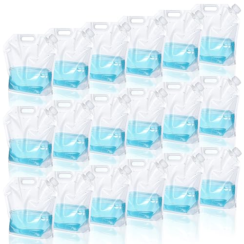 18 Pcs 5 L Collapsible Water Container Bag, 1.3 Gallon Collapsible Water Storage Bag Water Container Emergency Jug Clear Plastic Water Storage Bag Foldable Water Bag For Camping Riding