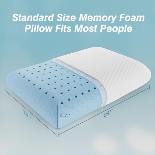 DUMOS Memory Foam Pillows for Sleeping 2 Pack, Bed Pillows for Adults with Washable Cover and Breathable Mesh, Gel Cooling Pillow for Back and Side Sleeper Support, White - size: 2 Pack
