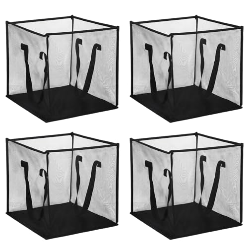 4 Pcs Pop Up Laundry Baskets - Mesh Collapsibles Laundry Hampers Storage with Handle - Foldable for Washing Storage, Great for The Kids Room, College Dorm, Travel Organizer (Black)