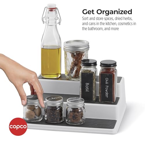 Copco 3-Tier Cabinet Spice Rack Organizer, 10 Inch Tiered Shelf Riser for Kitchen Cabinets, Pantry, and Countertop - Holds Spices, Seasonings, Oils, and Condiments - size: 10-Inch