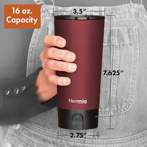 Nextmug Go - Temperature-Controlled, Self-Heating Travel Mug (Burgundy - 16 oz.) - color: Burgundy