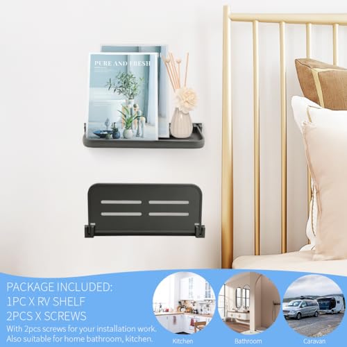 LOQJSS RV Aluminum Foldable Shelf,90° Foldable Wall Shelf RV Shelves Aluminum RV Shelf,Wall-Mounted Folding Shelves,for Camper, Trailer Bed, Kitchen and Sofas