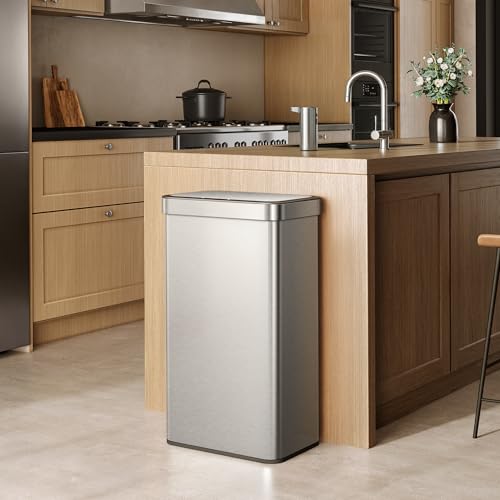 EKO Nova Sensor Trash Can, 21 Gallon/80 Liter Stainless Steel Rectangular Touchless Motion Sensor Trash Can, Matte Metallic - size: Nova 80L - Matte Metallic