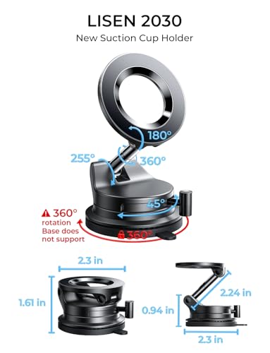 LISEN 2 Pack for Magsafe Car Mount, Magnetic Phone Holder for Car, Strong Magnetic Car Phone Mount, 89 LBS Suction Phone Mount Vacuum, Dashboard Gifts Phone Holders for Your Car Mount for iPhone 17