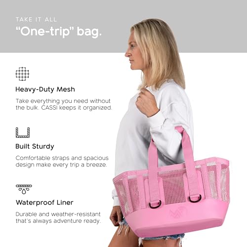 MISSION Boat Gear CASSI Heavy-Duty Outdoor Tote and Waterproof Marine-Grade Mesh Boat Bags - color: Rosé, size: 23 Liter