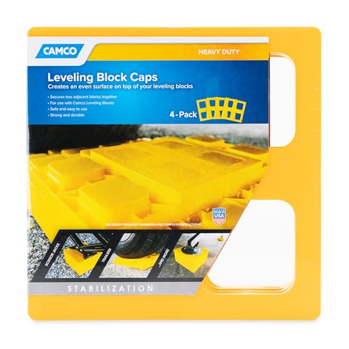 Camco Camper/RV Leveling Block Cap - Provides More Stable & Safer Surface for Jacks or Stabilizers - Secure 2 Blocks Together - 4-Pack (44500) - size: 4-Pack, style: Leveling Block Cap
