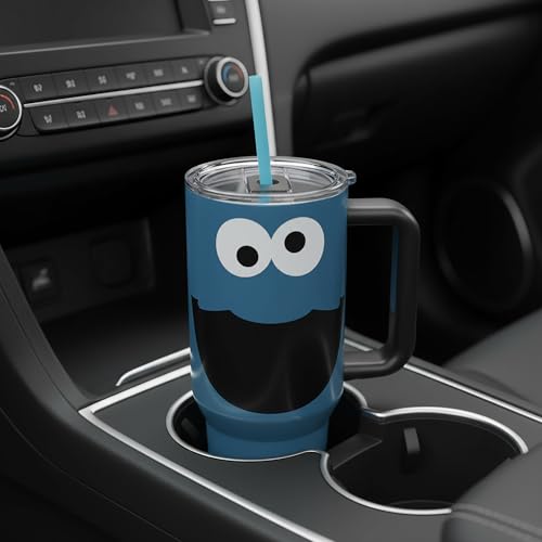Bioworld Sesame Street Cookie Monster 40 Oz Blue Stainless Steel Tumbler with Handle - color: Cookie Monster