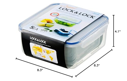 LOCK & LOCK Easy Essentials Food Storage lids/Airtight containers, BPA Free, 10 Piece - Square, Clear - size: 10 Piece, style: 10 Piece