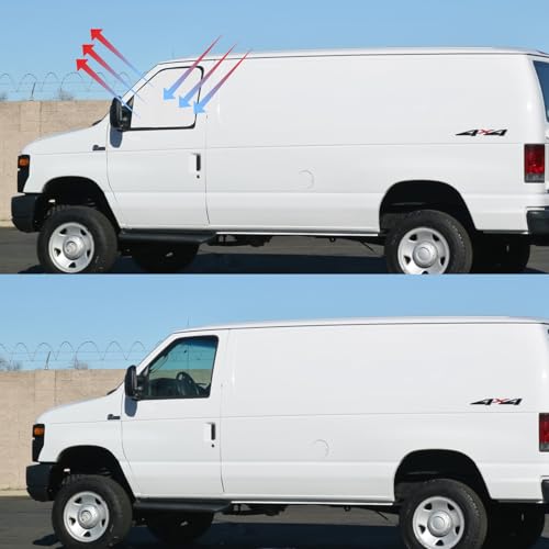 Front Side Window Sun Shade for 1996-2025 Chevy Express Cargo Van Accessories, Foldable Window Sunshade Sun Visor Protector, Side Window Shades Sun Shield Blocks UV Rays Heat, Pack of 2 - size: Silver & Black-Fit 1996-2025 Chevy Express Window