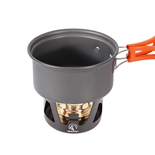 REDCAMP Mini Alcohol Stove for Backpacking, Lightweight Brass Spirit Burner with Aluminium Stand for Camping Hiking, Black - color: Black