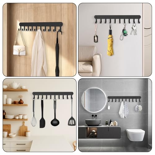 2 Pack Key Holder Wall Mount, Key Holder for Wall,Key Wall Holder, Key Hooks Hanging Keys, Key Hanger Wall Mount with 10 Hooks, Key Rack for Living Room, Kitchen, or Bathroo - color: Black-10Hooks