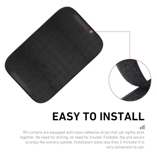 2 PCS RV Door Window Shade Covers, Sunproof Thermal Insulation Window Shades Cover, Windbreak Privacy Door Sunshade Accessories, for Campers, Travel Trailer, Motorhomes, Motorhome (Black)