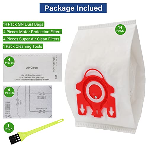 14 Packs 3D Airclean Bags Replacement for Miele FJM Vacuum Cleaner Bags,Compact C1, Compact C2, Complete C1, S241, S290, S300i, S500, S700, S4, S6 Series, Replaces Part 10123220 - size: 14 pack