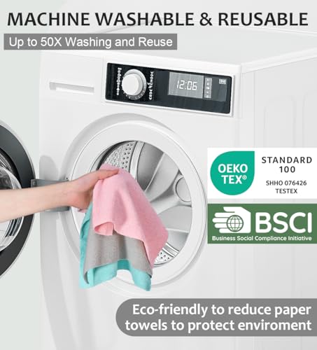 UPSTAR Microfiber Cleaning Cloth, Reusable Paper Towels Rolls, 50 Packs 12x12 inch Cleaning Rags for Washing Dishes, Kitchen, Bathroom, Car, Grey - color: Grey
