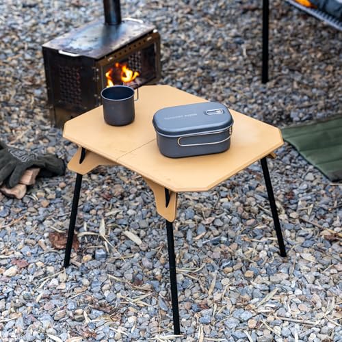 Foldable Camping Table, Portable Dual-Height Adjustable Aluminum Alloy Side Table (3.9"/15.7") with Storage Bag, Suitable for Outdoor Camping, Fishing, Picnics, BBQ, and Hiking (Khaki)