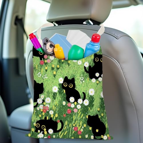 Black Cat Car Trash Bag, Car Trash Bag Hanging, Waterproof Cars Back Seat Hanging Organizer and Storage Trash Bags for Vehicle Travelling Camping - color: Cat01