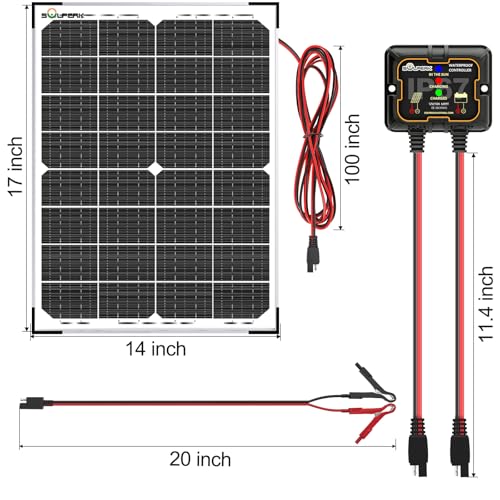SOLPERK 30W Solar Battery Charger Solar Battery Maintainer + Upgrade 10A MPPT Charge Controller + Adjustable Mount Bracket for Car RV Boat Motorcycle,12V Waterproof Solar Panel Kit Trickle Charging - size: 30W MPPT Kit