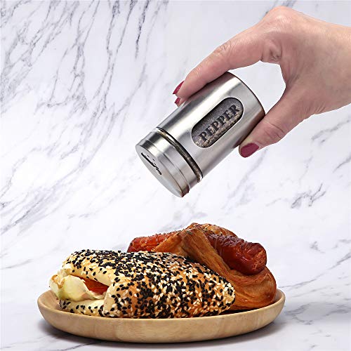 Salt and Pepper Shakers Stainless Steel and Glass Set (silver) - color: Silver